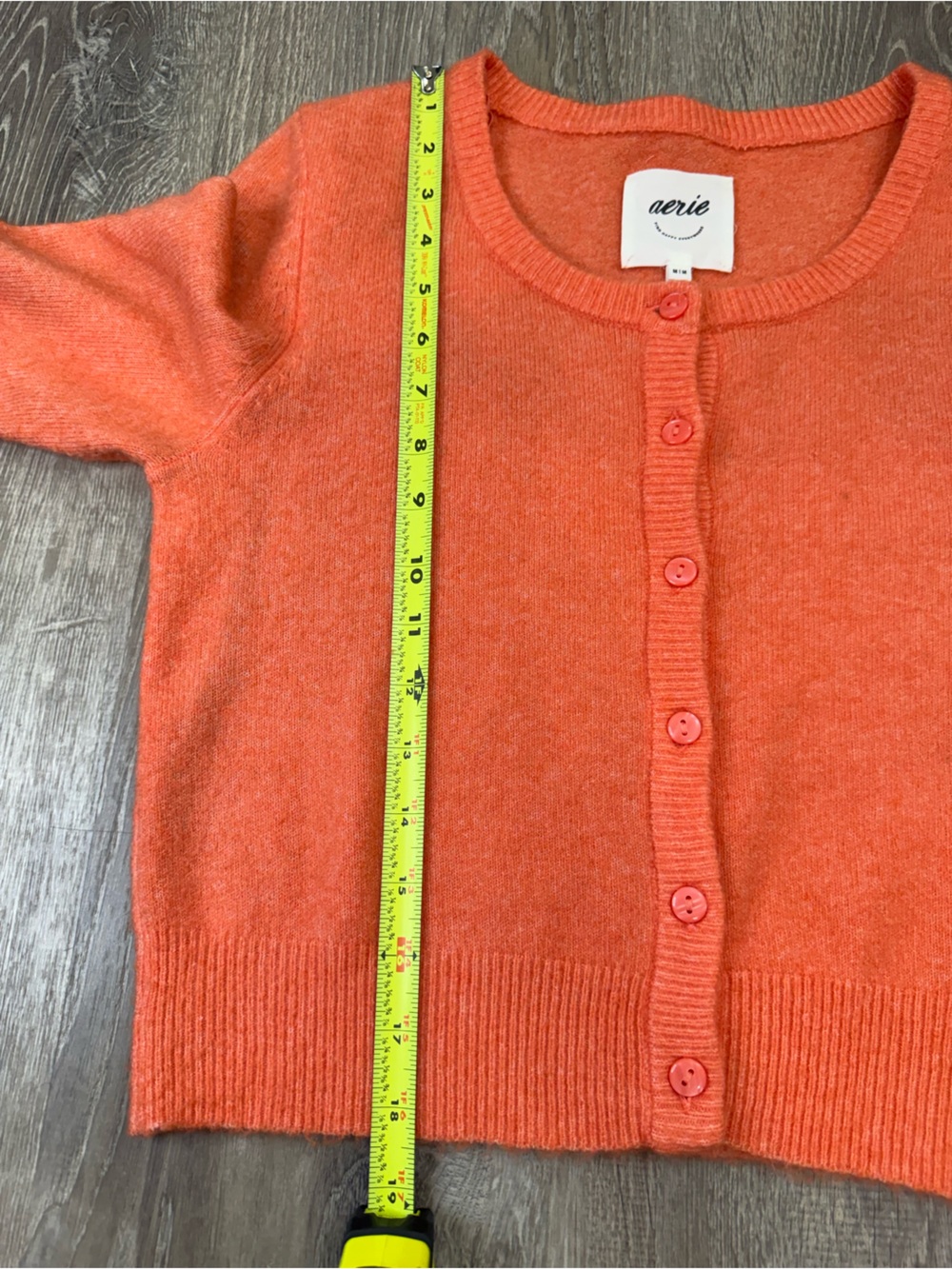 AERIE Campus Cool Plush Orange Button Front Cardigan Sweater Women’s Medium - Picture 6 of 8